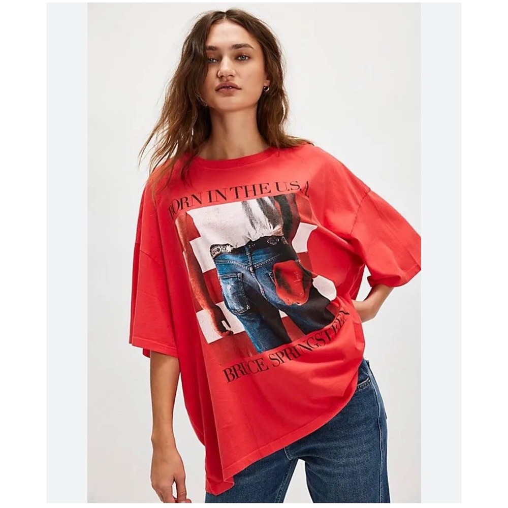 Daydreamer Free People  Bruce Springsteen Born In The
USA Tee Red one size new